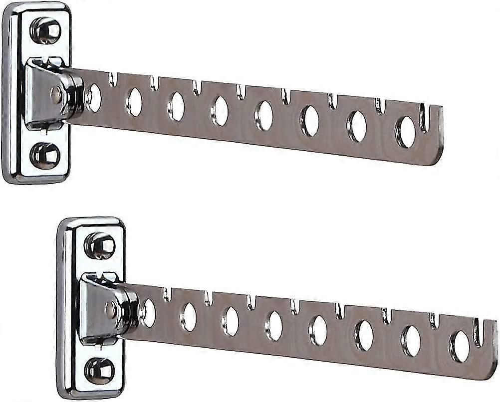 2 Pcs Folding Wall Mounted Clothes Hanger Rack Silver