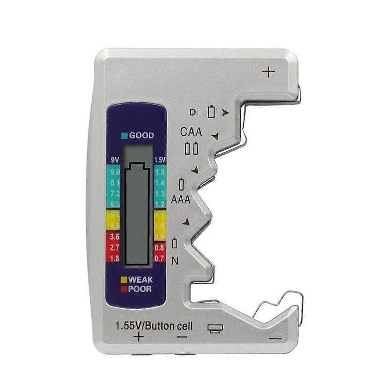 Battery Tester, ABS Material, Silver, 9.2*6.5*1.4 cm