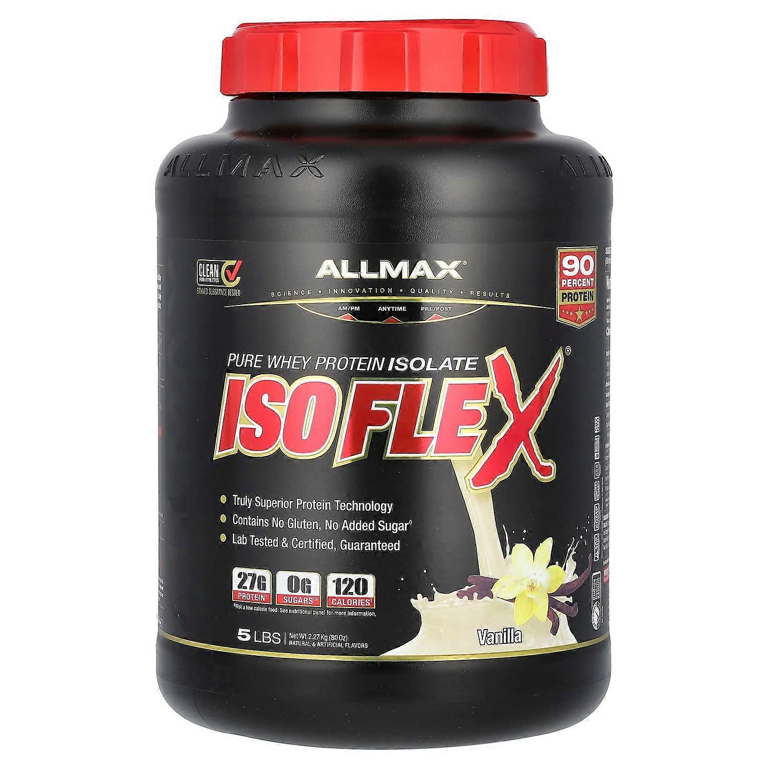 ALLMAX, Isoflex, 100% Pure Whey Protein Isolate, Vanilla, 5 lbs (2.27 kg)