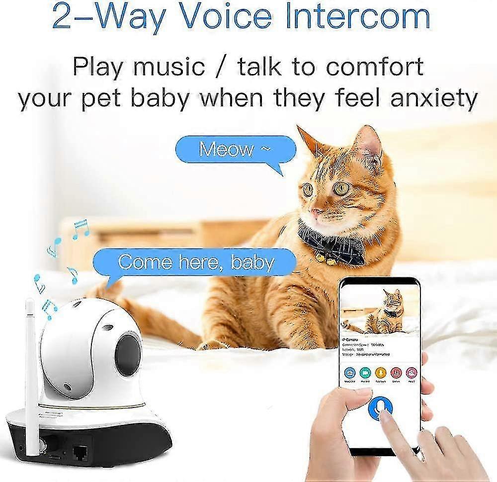 Pet Camera, Salemhms Cat Camera With Laser Wireless Cat Camera 1080p Baby Monitor Camera With 2 Way Audio, Night Vision Sound Motion Alerts, App Remot