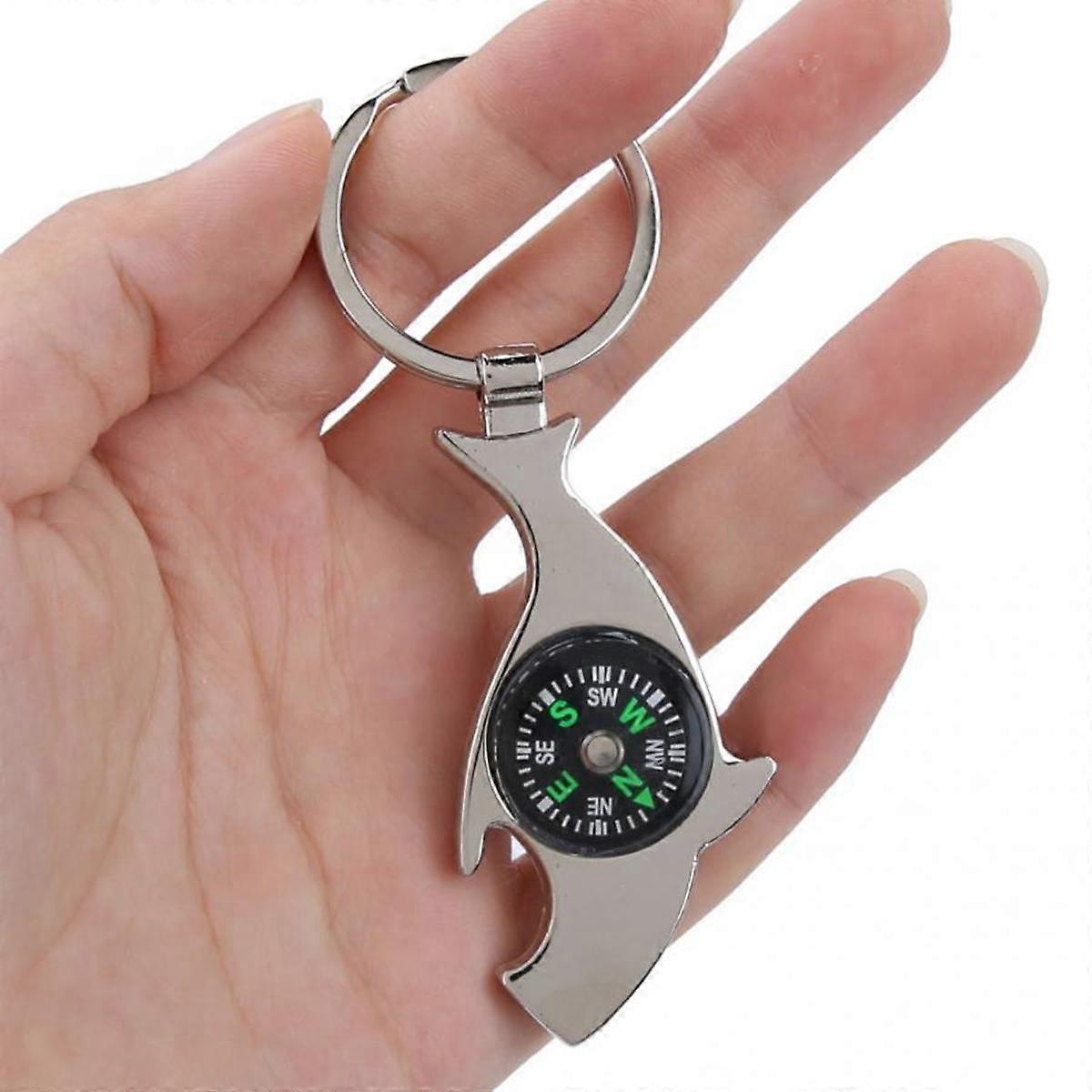 Multi-function Navigation Compasses Bottle Opener Keyring Dolphin Shape Keychain Mini Compasses Wild Survival Portable Tools