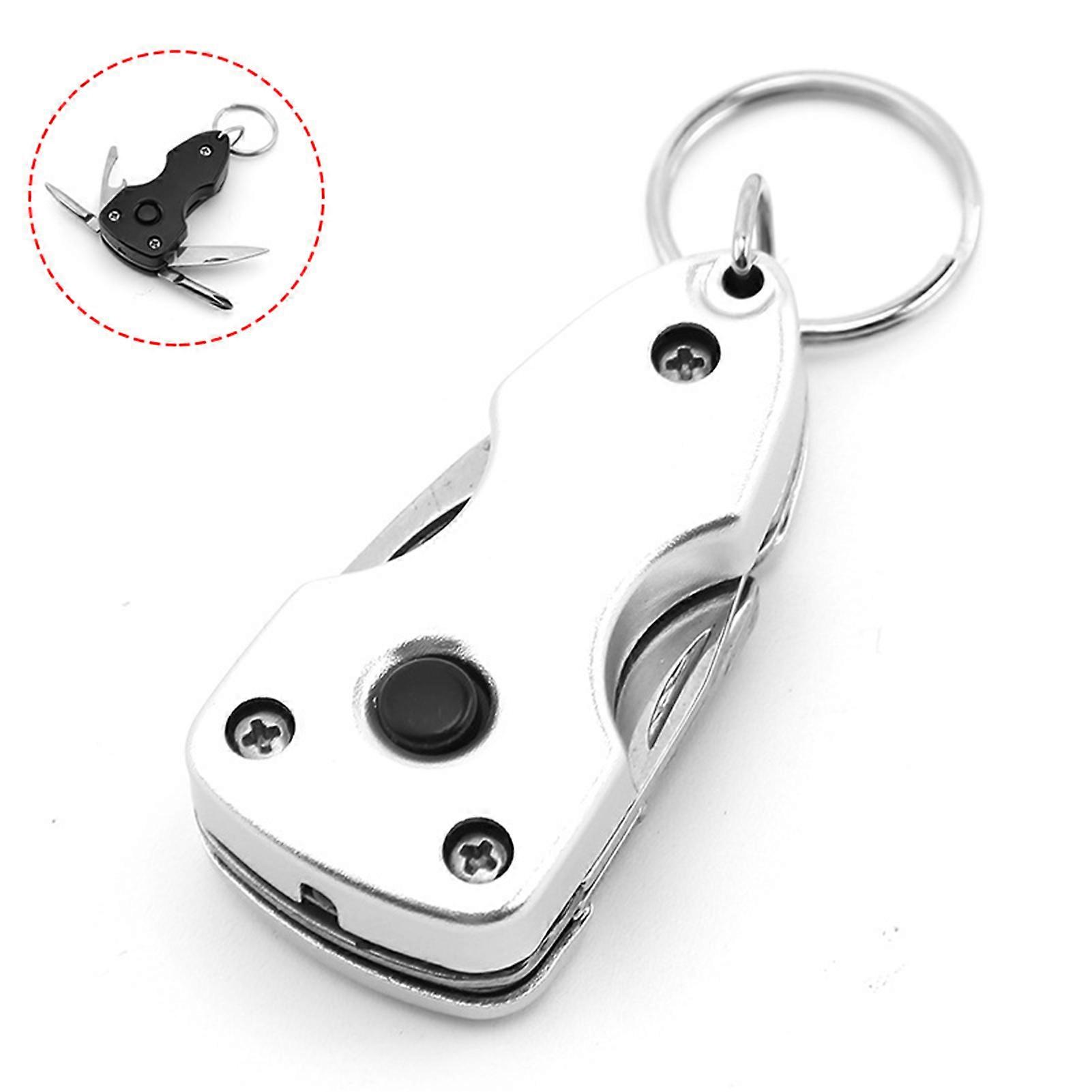 Stainless Steel Mini Multitool Keychain Shape Portable Multitool for Ensuring the Safety of Night Travel