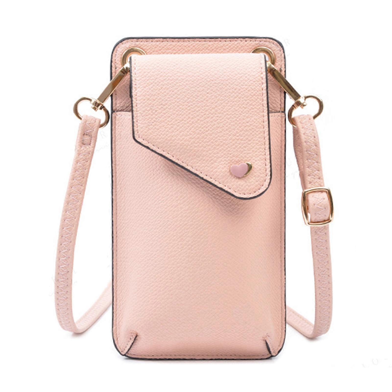 Soild Color PU Leather Cell Phone Bag for Women Multifunctional Adjustable Shoulder Strap Bags