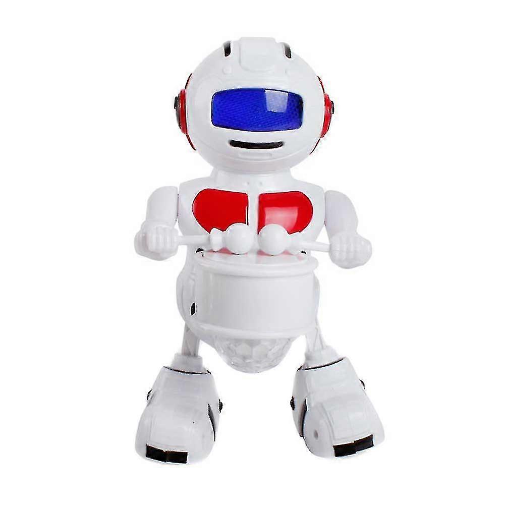 Electronic Walking Dancing Drumming Robot With Rotating Light Music Lightening For Kids Children