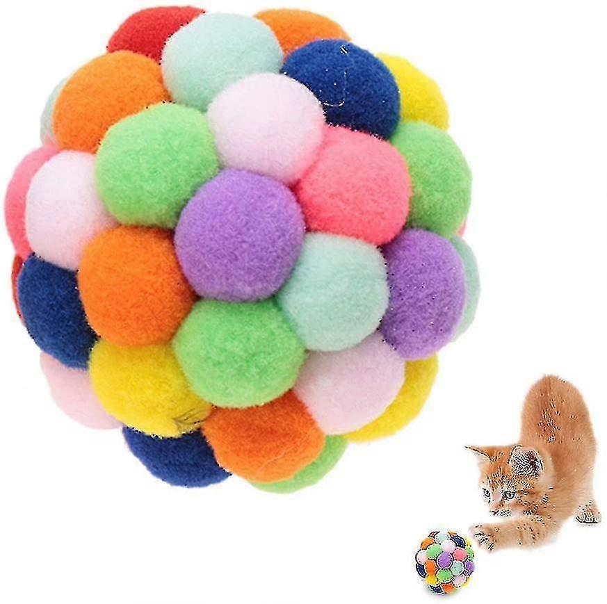 Colorful Cat Balls, Handmade Plush Bouncy Ball With Catnip And Bell Interactive