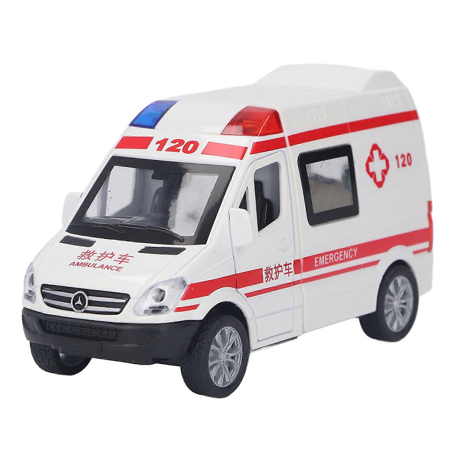 Pull Back Mini Car Five Doors Interesting Alloy 14x6x7.5cm Emergency Transport Car Toy with Lighting Music Medium Size Ambulance