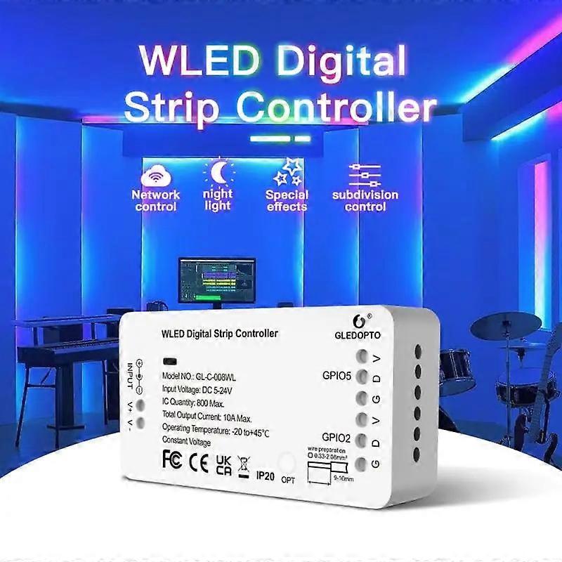 WLED Digital Light Strip Controller WIFI DC5-24V Support WS2812 2811 SK6812 And Other RGB RGBW Light Strip 800