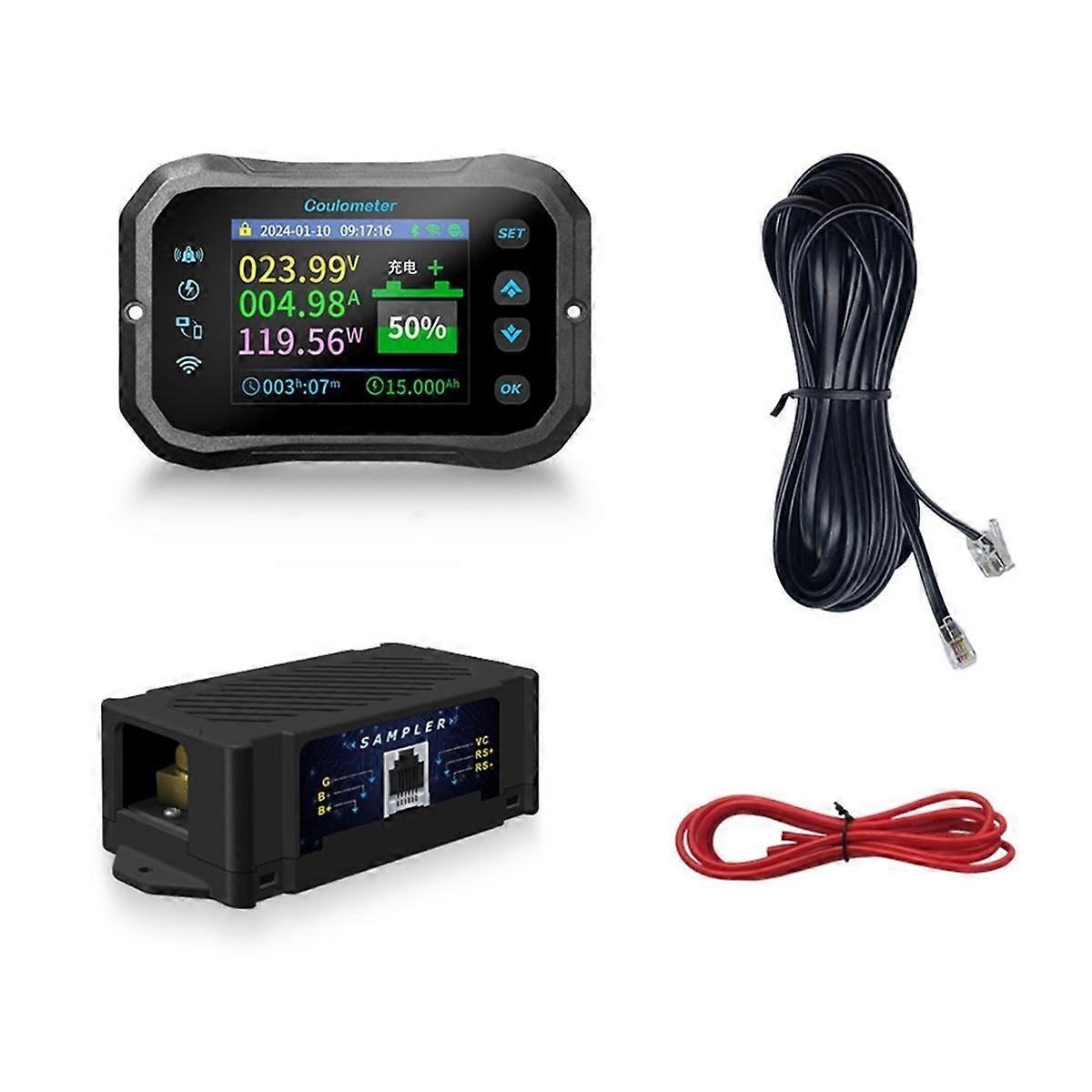 WiFi Coulomb Meter RV Battery Monitor Battery Capacity Indicator Tester Power Volt-Ammeter for All