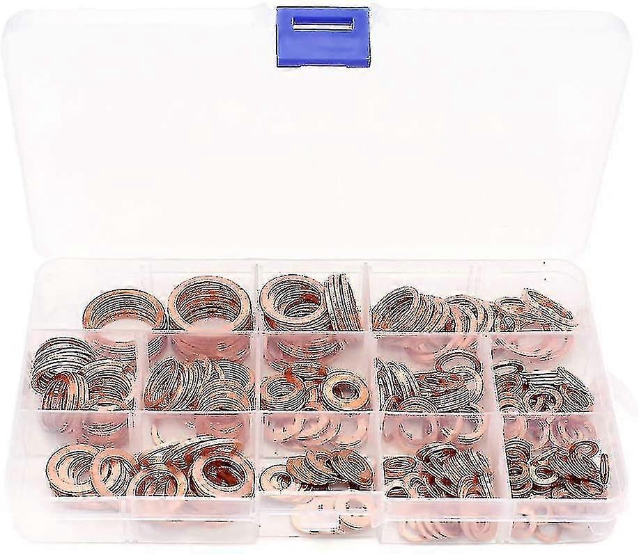 300pcs Copper Washer Flat Washers Copper Assortment Kit