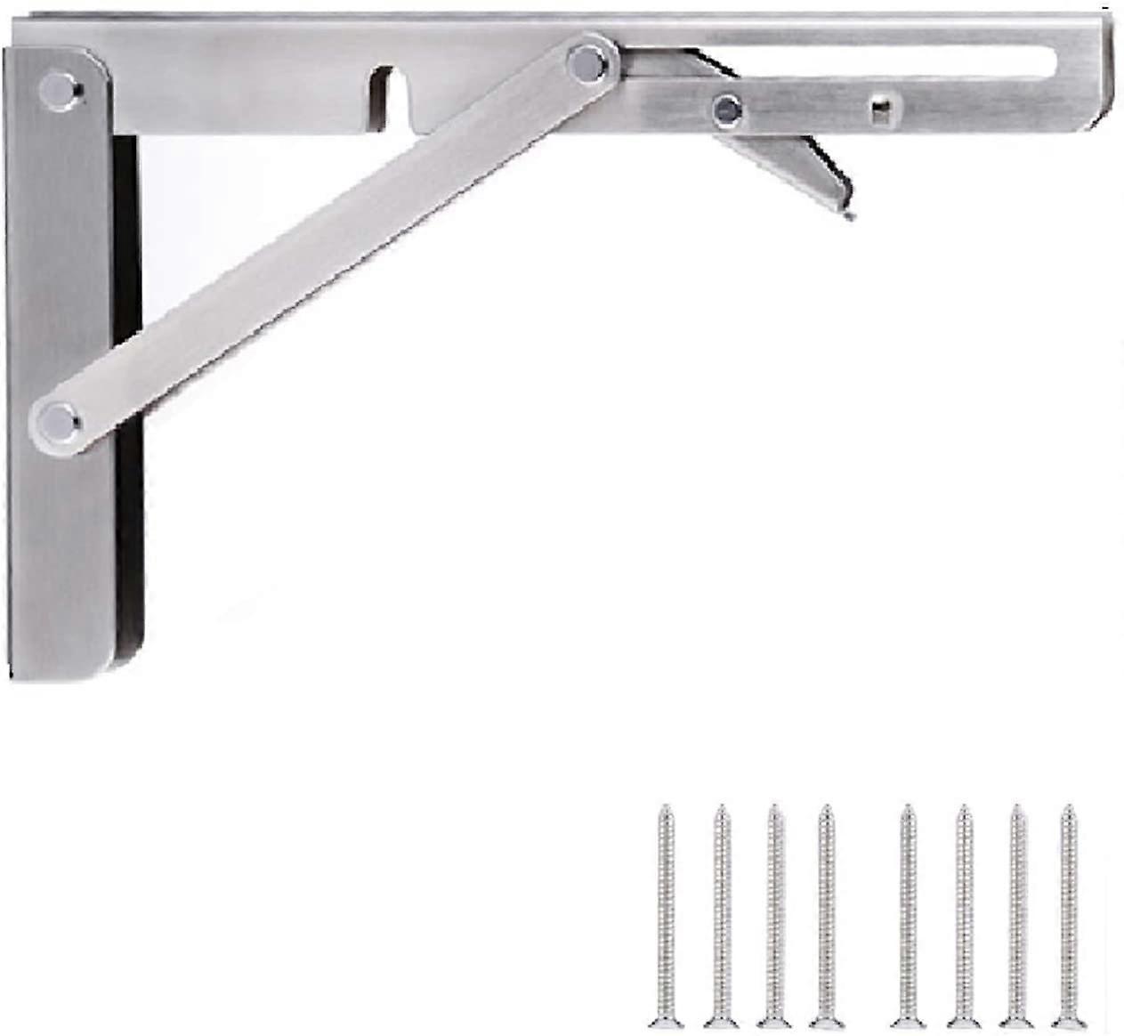 Polished Stainless Steel Folding Shelf Bracket, Floating Wall Bracket Right Angle Bracket, for Workbench(201 stainless steel-25cm)