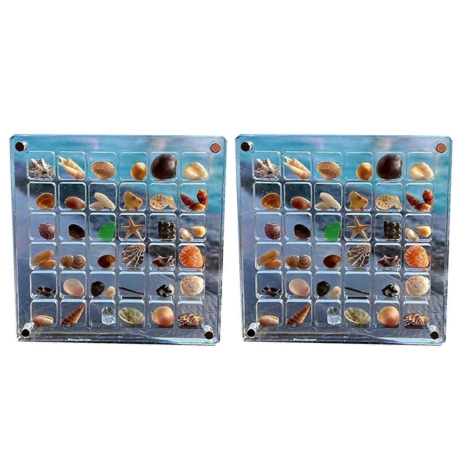 2 Pcs Magnetic Seashell Display Box Transparent Classification Storage Multi Grids Starfish Trinket Decorative Case Container Small Beads Jewelry Nail