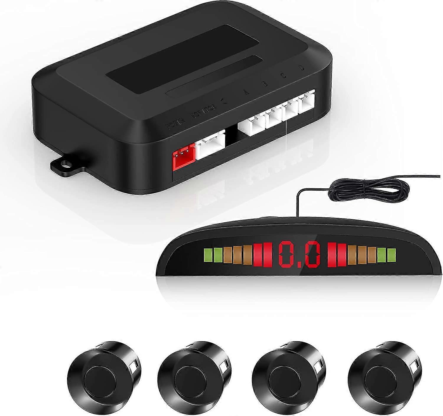 Car Auto Vehicle Reverse Backup System With 4 Parking Sensors Distance Detection Radar + Led Distance Display + Sound Warning - Black1setblack GuanGua