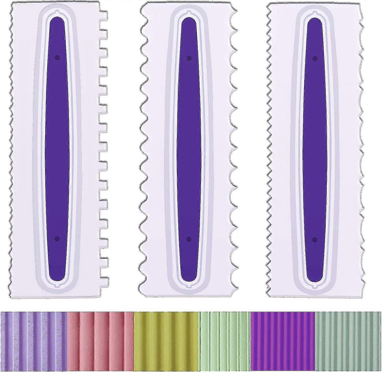 3 Pieces Cake Scraper Cake Decorating Comb Set, Icing Smoother Comb