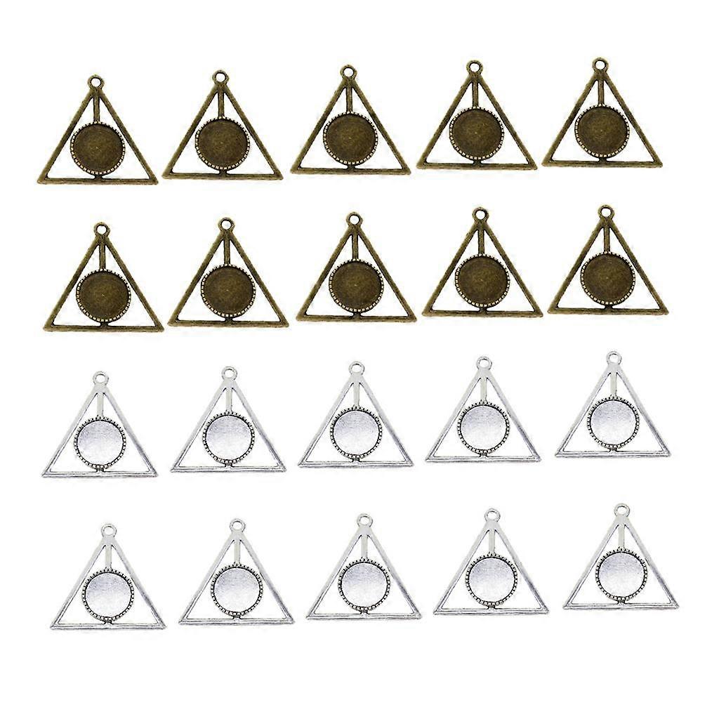 20 x Tibetan Silver Triangle Blank round Bezel Base Tibetan Silver