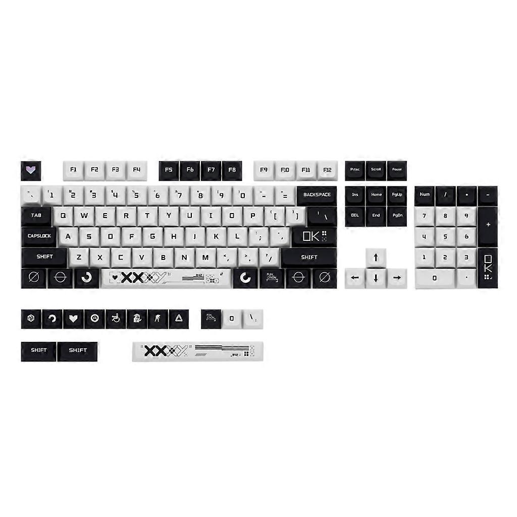 118 Keys BlackWhite Print XDA Profile Keycaps PBT DYE-Sublimation Keycap for Mechanical Keyboards Keycaps MX Switches