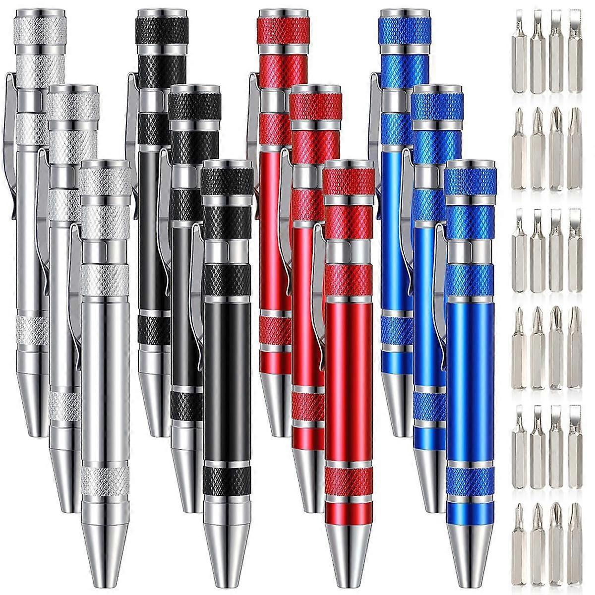 12 Pieces Pen Screwdriver Gifts Multitool Handy Tool Eight in One Magnetic Pocket Screwdriver Multi Precision Function