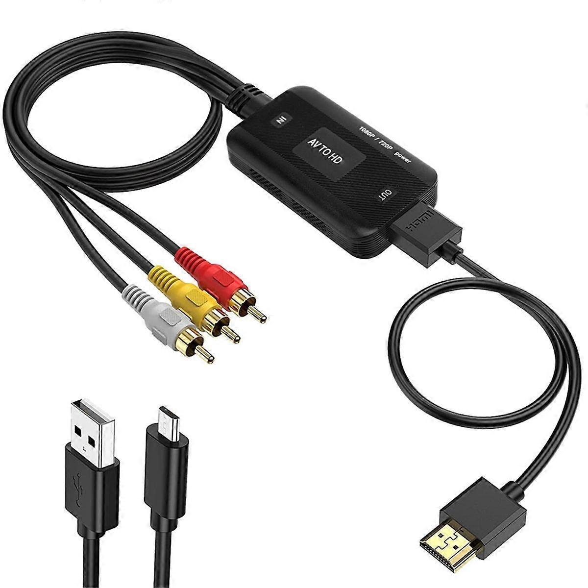 AV to -Compatible Video Converter 1080P Cable Video Adapter Cable Audio -Compatible Converter