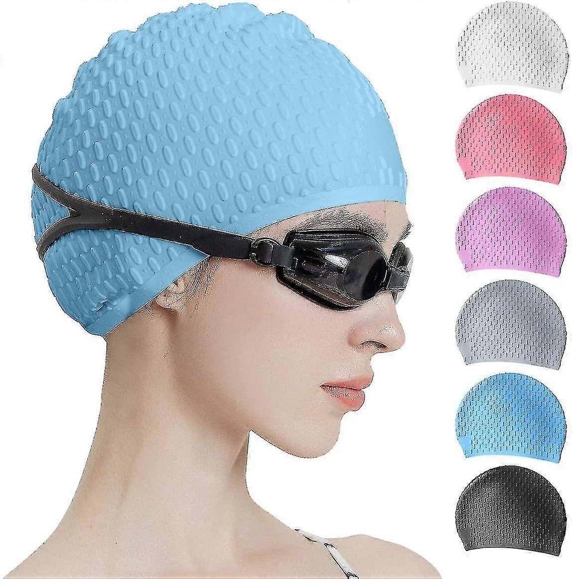 Silicone Swim Cap,comfortable Bathing Cap Ideal For Curly Short Medium