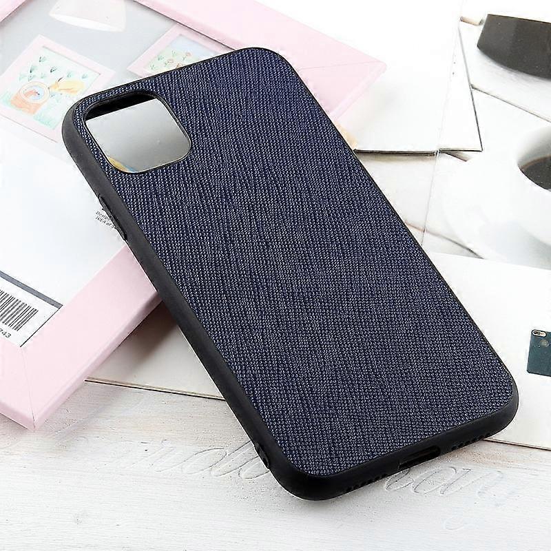 For iPhone 12 / 12 Pro Hella Cross Texture Genuine Leather Protective Case(Blue)