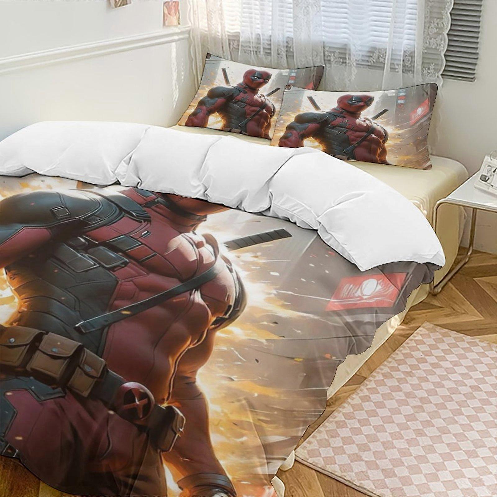 Bedding set Gs199 Deadpool Down Duvet Cover Microfiber Bedding Set Lightweight 3-Piece SetLightweight and comfortable SH199