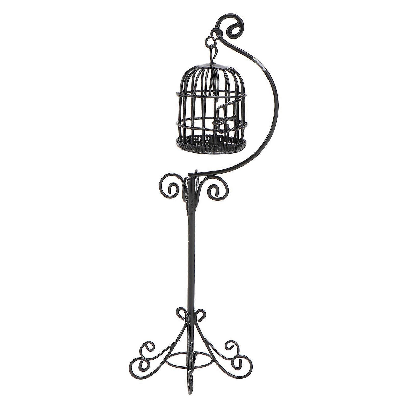 1PC Mini House Birdcage with Bracket Decor Mini Outdoor Scene Model Accessories