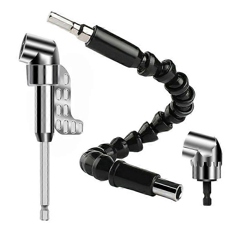 Right Angle Bits and Drill Bit Flexible Angle Extension Kit (Flexible Shaft + Long Turn + Short Turn)