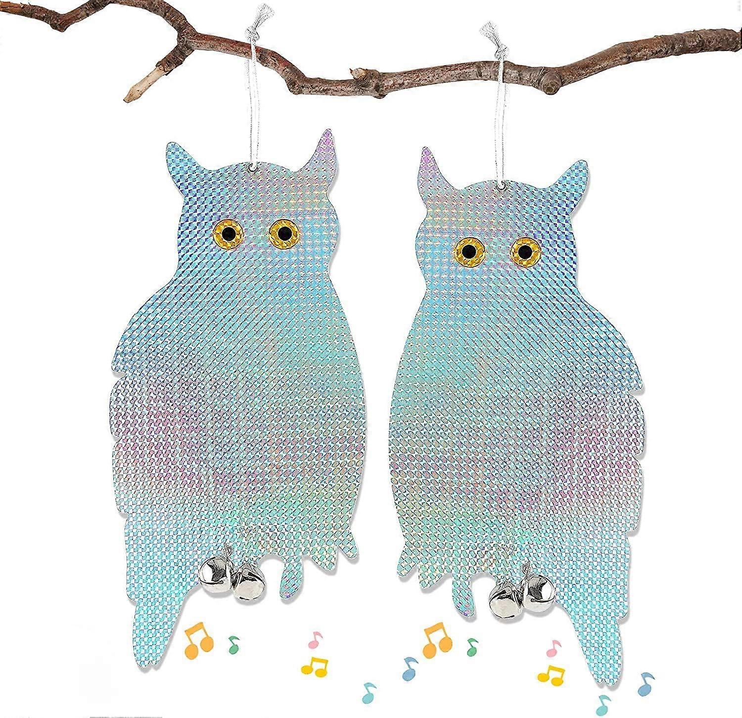 Bird Repellent Pigeon Repeller Owl Shape Reflective Luminous16*8 Inches, Pack of 4 Pigeon Repellent with Bird Repellent Bell