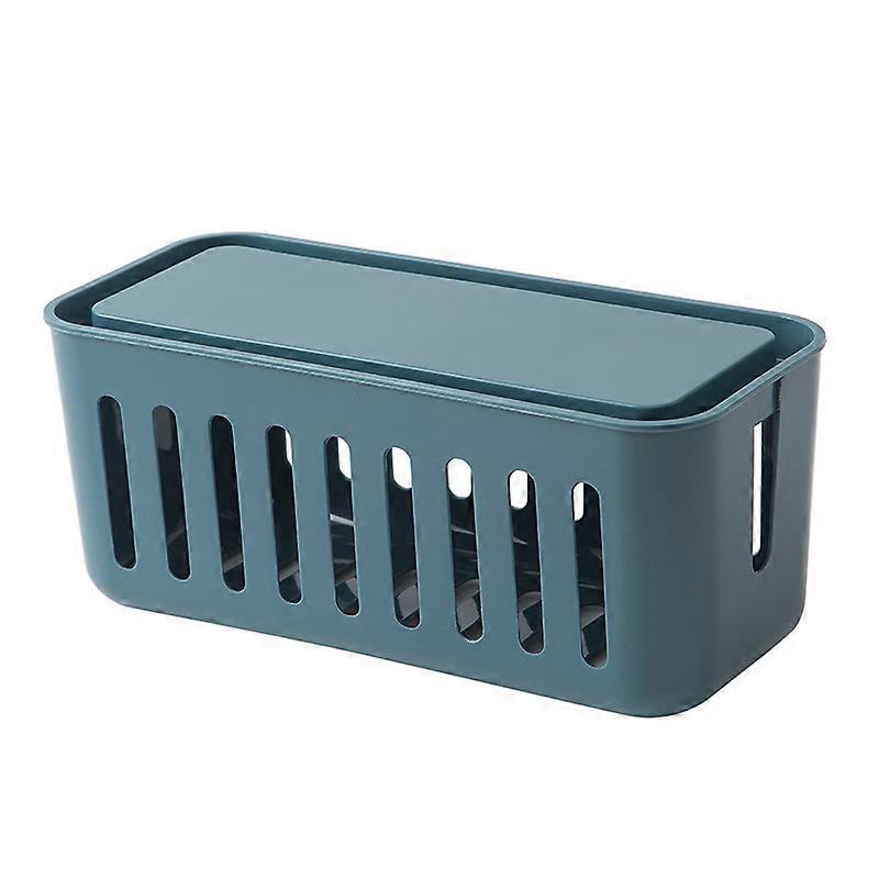 Power Strip Storage Box Hollow Heat Dissipation Simple 6 Charging Hole Cord Cable Container for Home Dark Blue