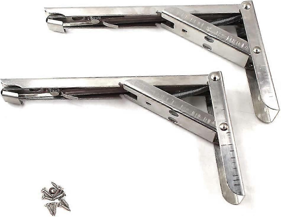 Stainless Steel Folding Corner Brackets - Maximum Load: 60 Lbs - Short Release Arm - 8"