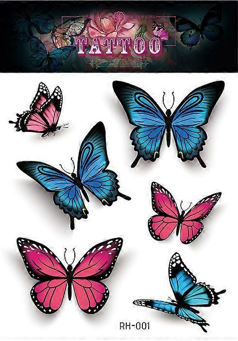 10db pillangó tetoválás gyerek női 3D tetoválás, színes testművészet ideiglenes tetoválások, pillangó party ajándékok