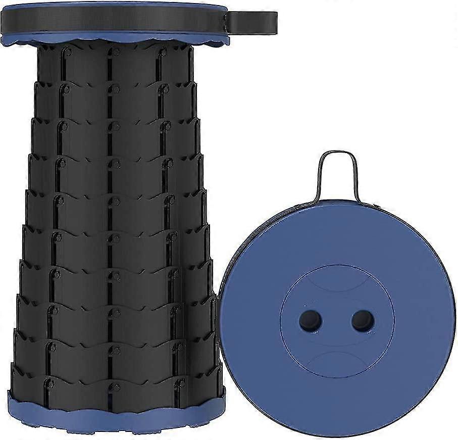 プラスチック製格納式キャンプ折りたたみスツール、キャンプ、釣り、バーベキュー、料理用の軽量(青)