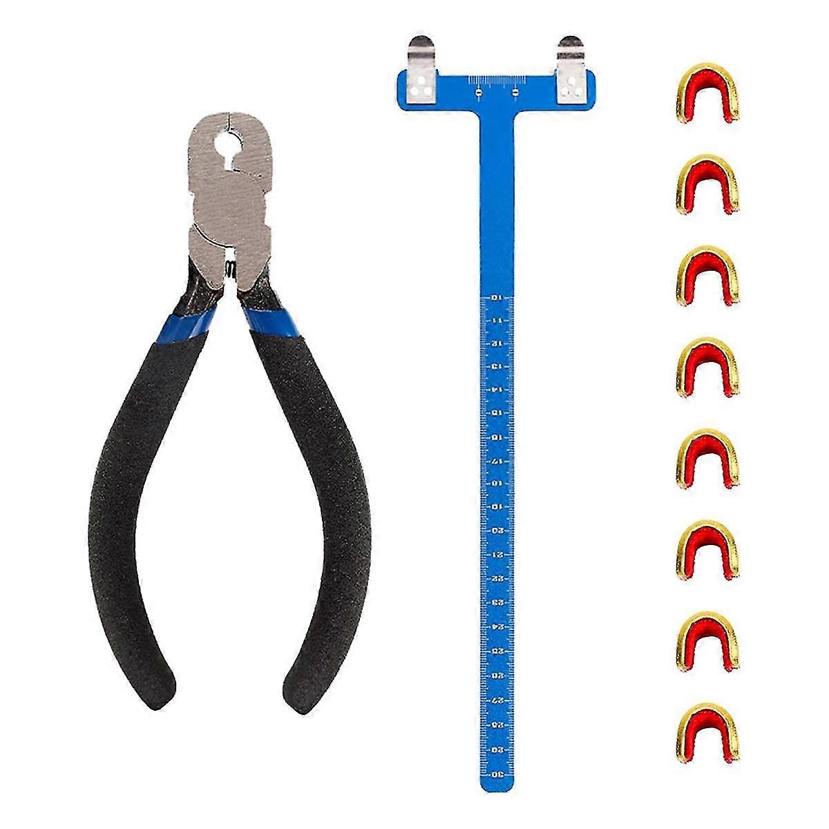 مجموعة نقاط Nocking String مع T Square Ruler Nocking مشبك كماشة و 8 قطع مجموعة مشبك Nocking ، أزرق