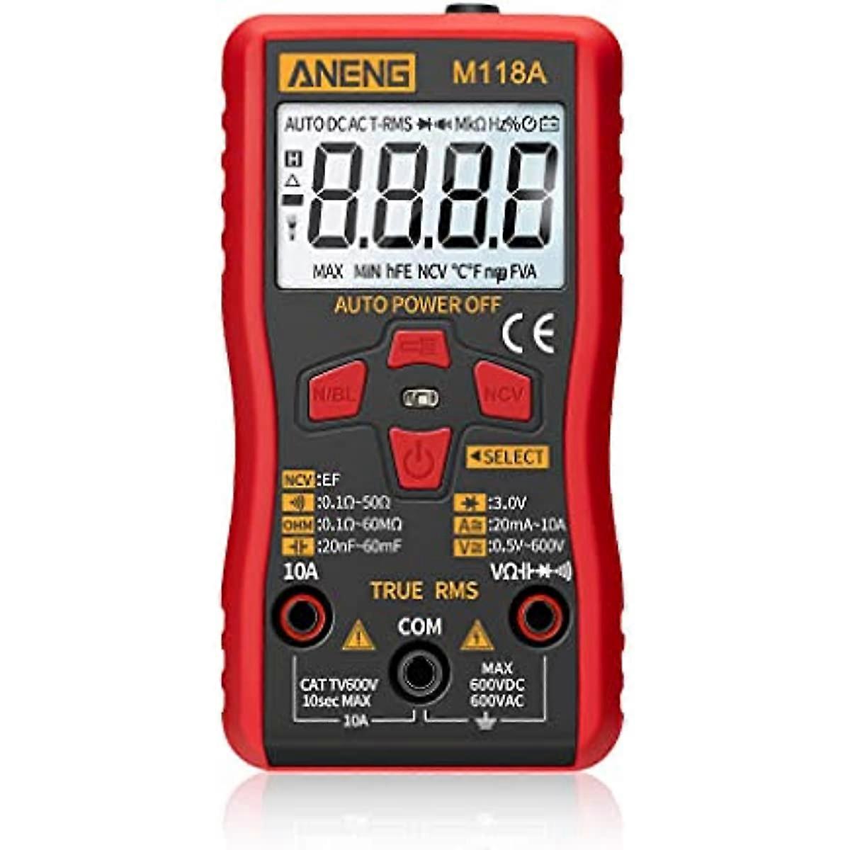 lmoikesz ANENG M118A 6000 Counts Multimeter Current Resistance Portable True RMS Meter with Flashlight