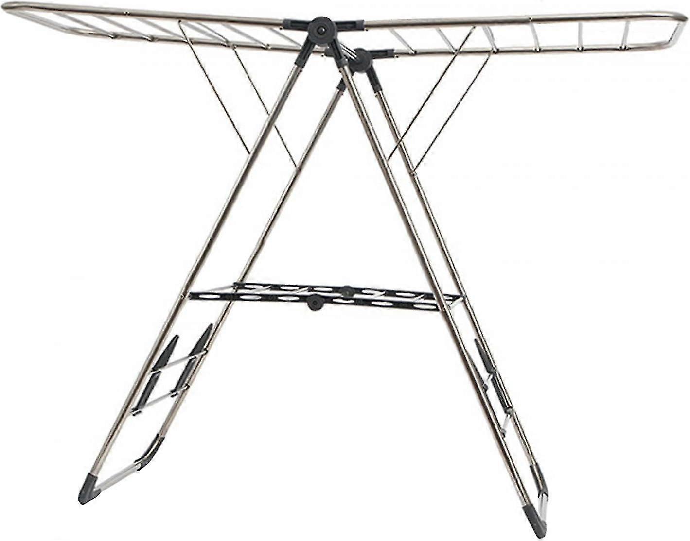 Space Saving Adjustable Wings Height Folding Laundry Drying Rack Stand - Lightweight & Stable Triangular Structure - Size L Black 1250 Steel