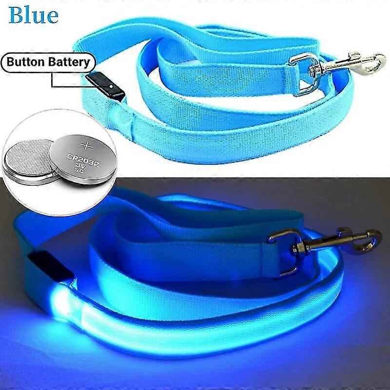 Glowing Led Dog Leash Usb Rechargeable Pet Dog Flashing Nylon Webbing Leashes- 3 Lighting Modes Keep Your Pets Safe In Darkness