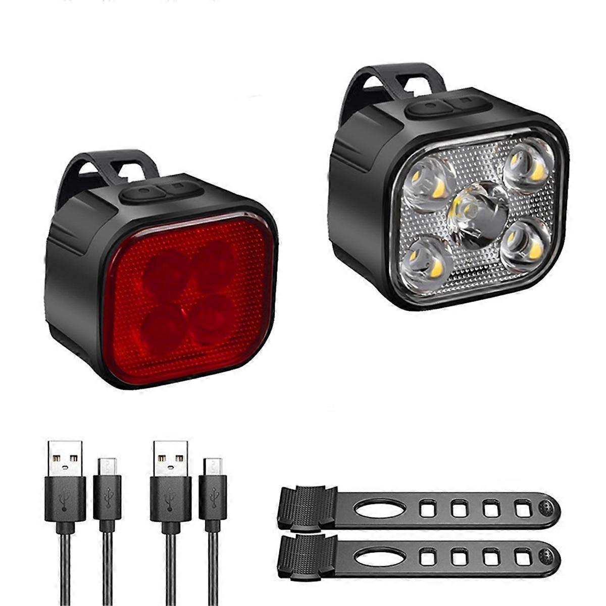 2PCS Bicycle Lights High Bright Front and Rear Cycling Lamp Mountain Bike Headlight Taillight Water