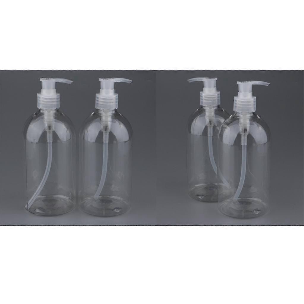 4Pc 500ml Empty Plastic Pump Bottles Shampoo Conditioner Dispenser Container