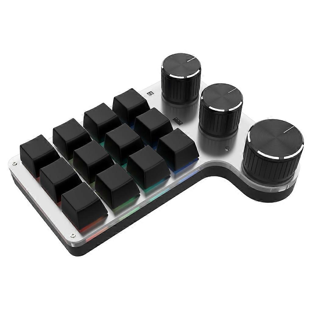 RGB Custom Macro Keyboard 12 Keys 3 Knob Mechanical Keyboard One-handed Keypad