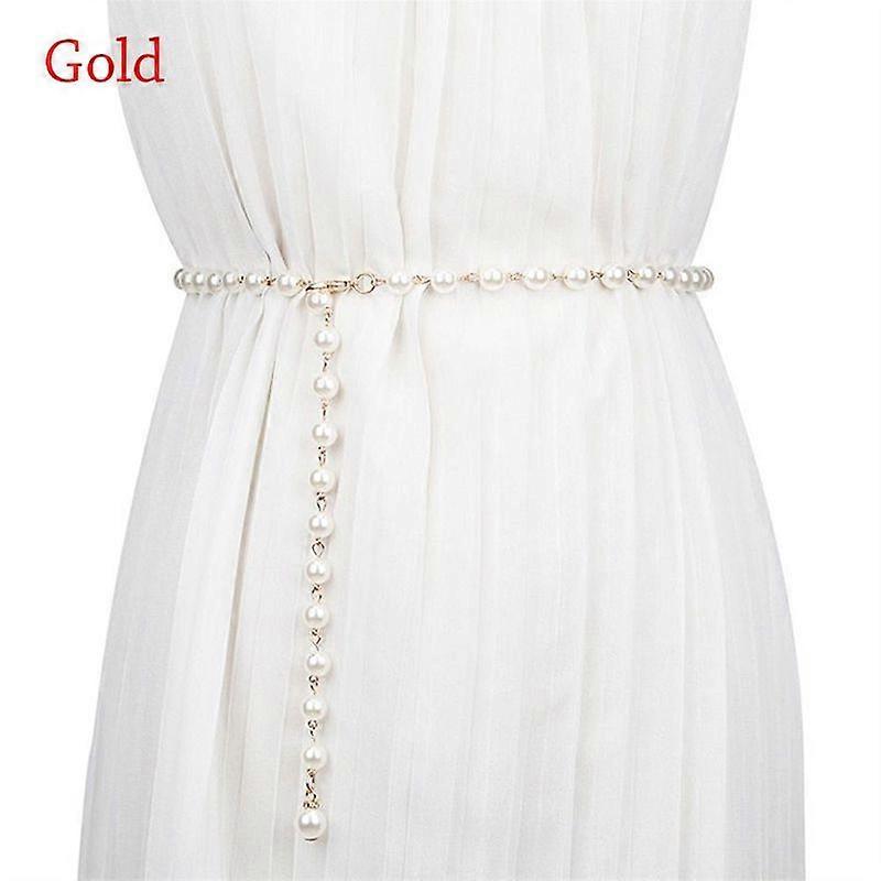 Pearl Waistband White Waist Chain All-match Pearl Pendant Belt for AdultsBelts