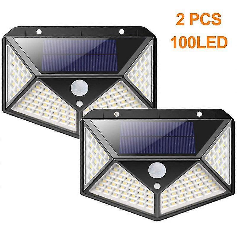 Solar Light Outdoor 100 Led 270o Motion Sensor Security Solar Wall Light (2-pack) - Black