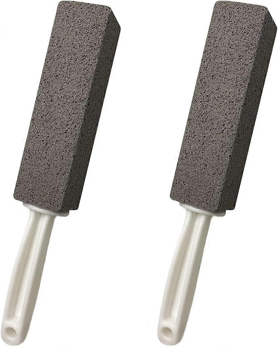 2 Pack Cleaning Pumice Stones with Non-Slip Plastic Long Handle for Toilet, Kitchen, Bathroom, Swimming Pool and Home Cleaning