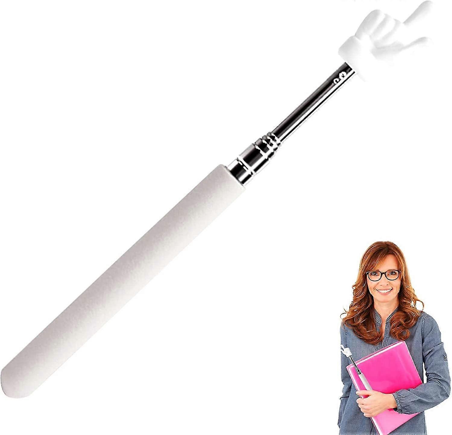 Telescopic Teachers Pointer, Mini Hand Pointers Finger Pointer Stick, Retractable Teacher Pointer, Presentation Tool White
