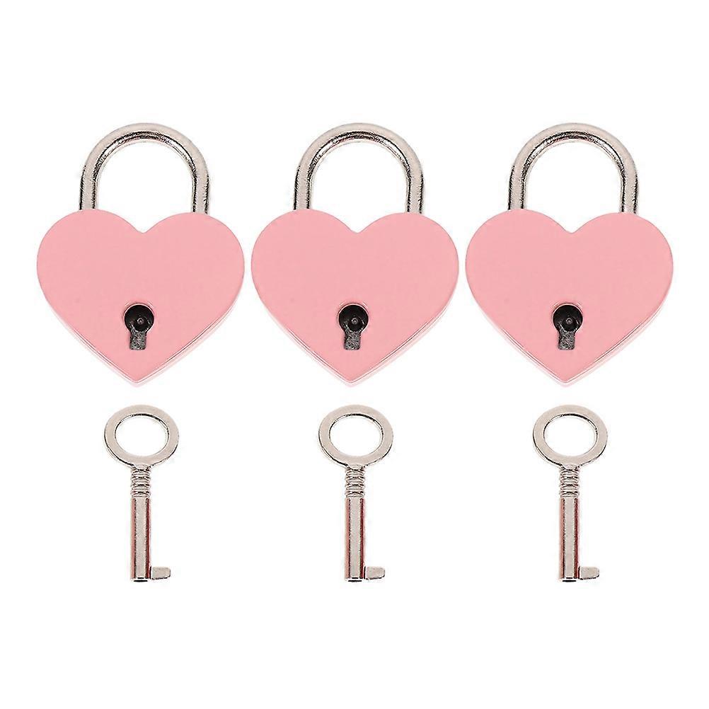 3 Sets Luggage Lock Small Padlocks Keys Diary Book Locks Vintage Heart Padlock Antique Padlocks Metal Keys Locks