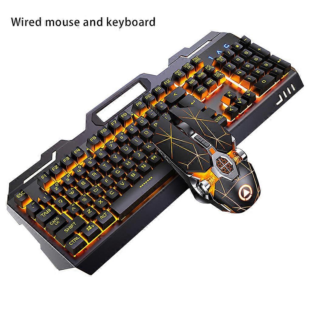 104 Keys RGB Aluminum Alloy Gaming Keyboard Backlit with Mouse Set Phone Stand