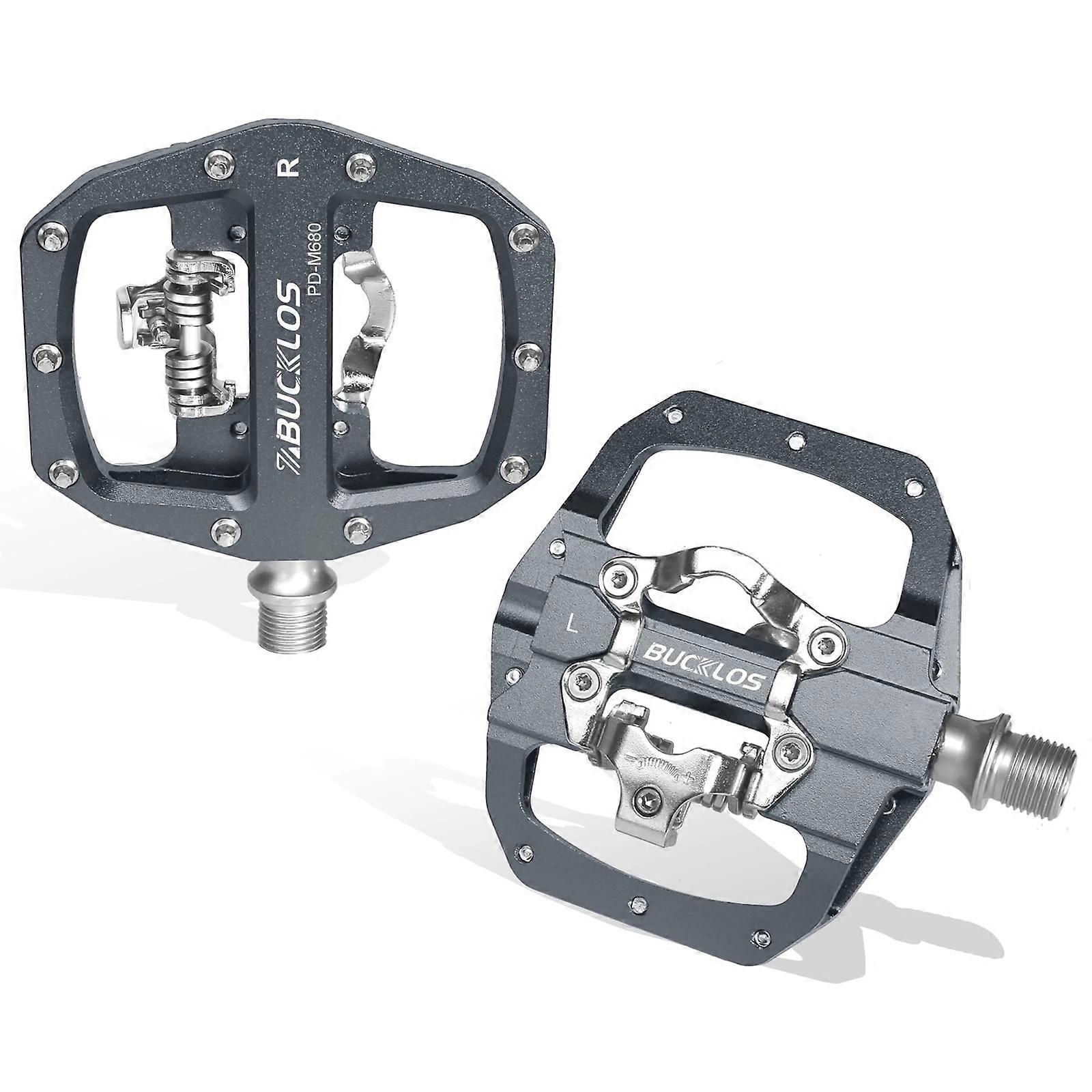 BUCKLOS Pedals Contact MTB Bike Cleat Pedal Flat Dual Function Mountain Bike Pedal Fit SPD System Bearing Bicycle Platform Pedal