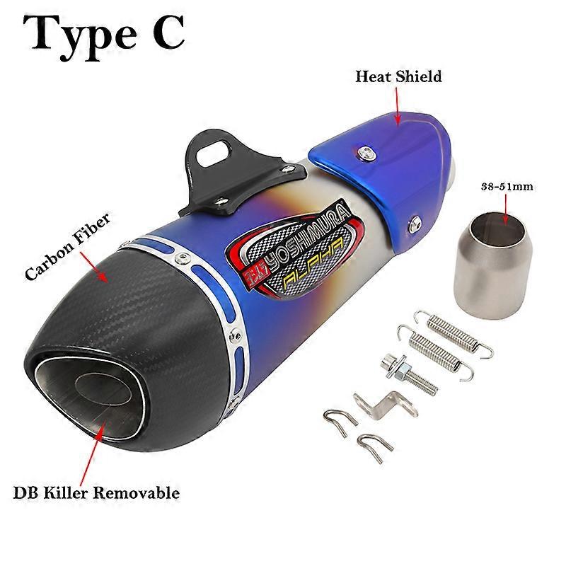 Yoshimura-Kohlenstoff-Schalldämpfer Universal für Motorräder, 51 mm Rohr, rostfrei, GP, für GSXS750, R1, R3, R6, MT07, R7