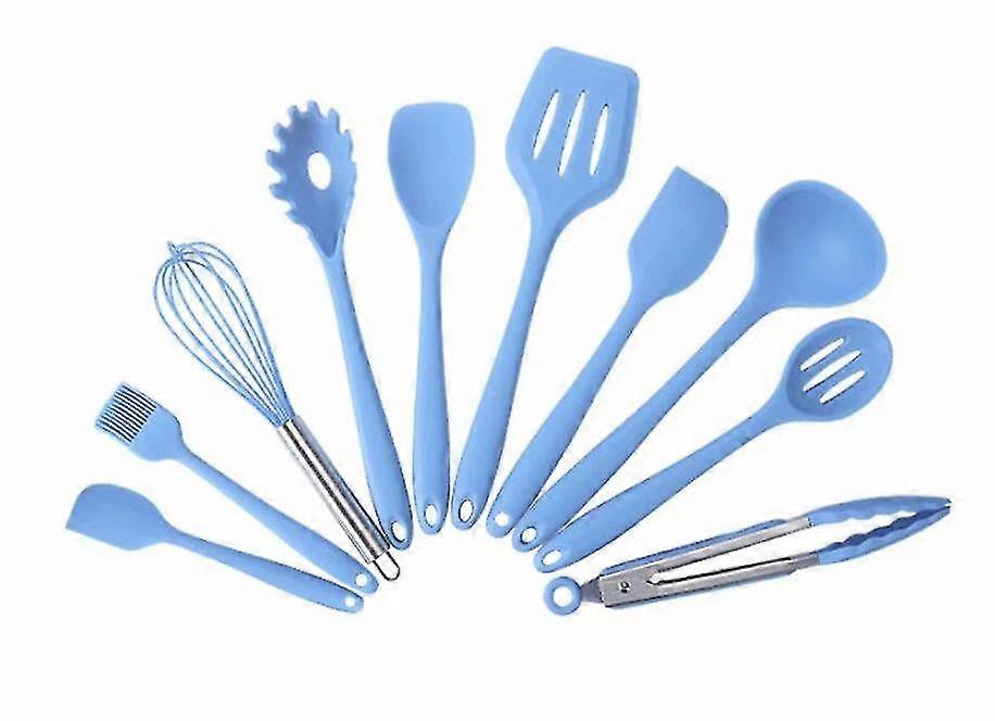 10-piece Kitchen Baking Non-stick Silicone Cookware Set (blue)