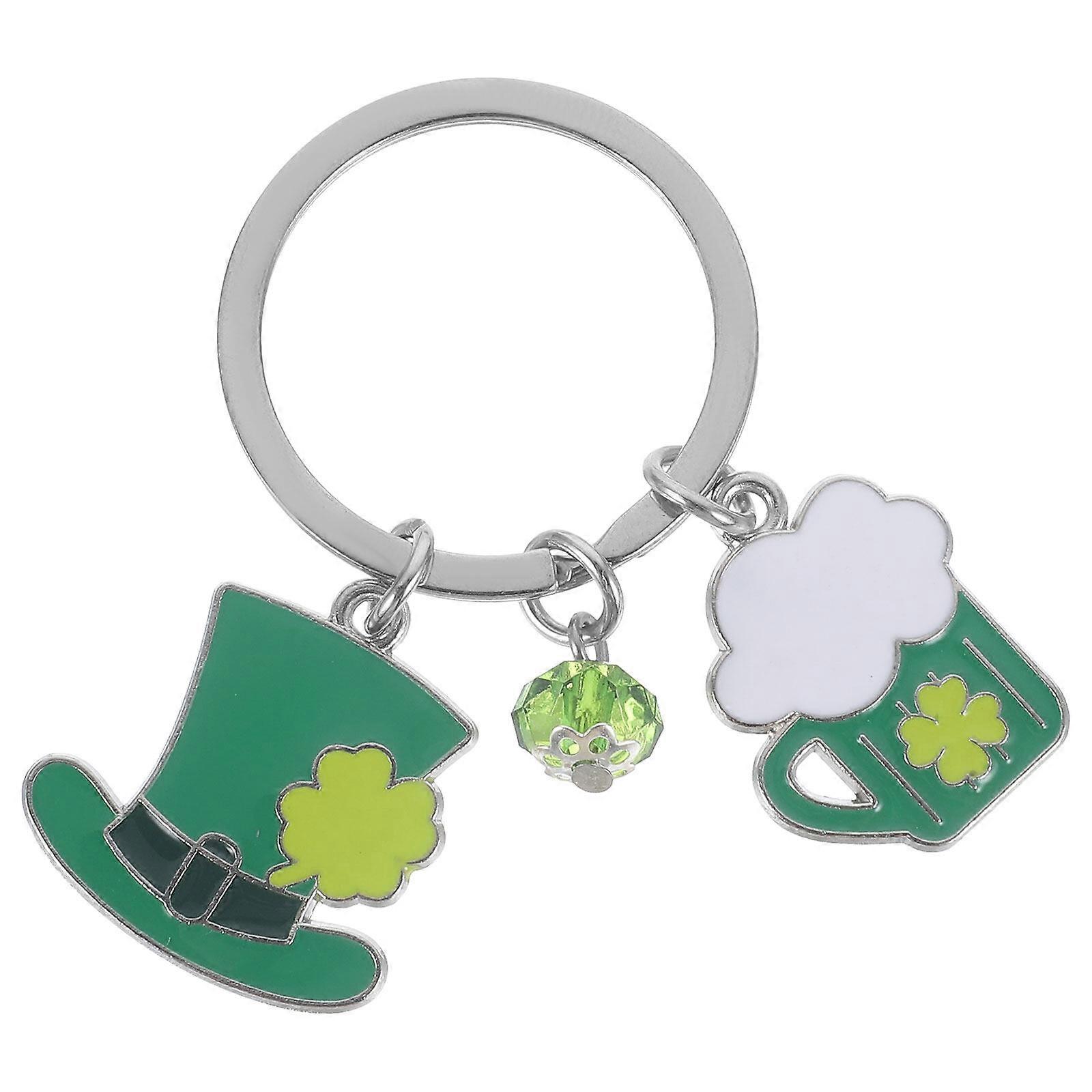St.Patrick's Day Keychain Green Hat Keychain Four Leaf Shamrock Keychain Pendant Keychain