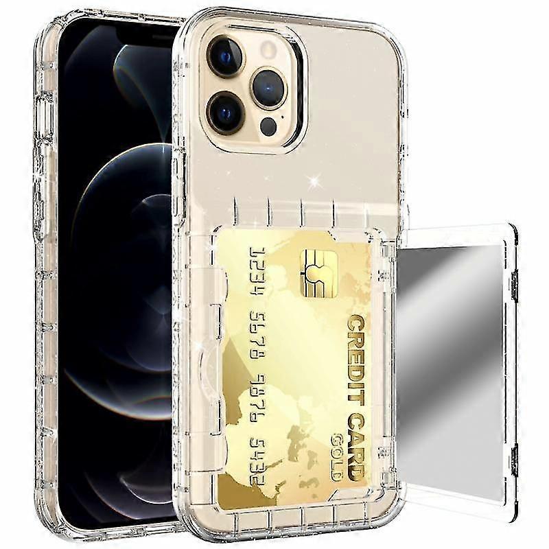 For Iphone 12 / 12 Pro Shockproof Pc + Tpu Protective Case With Card Slots & Mirror