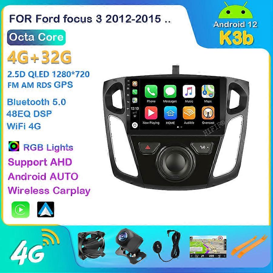 4G Android 12 2din Car Radio multimedia video player For Ford focus 3 2012 2013 2014 2015 navigation GPS audio 2 DIN